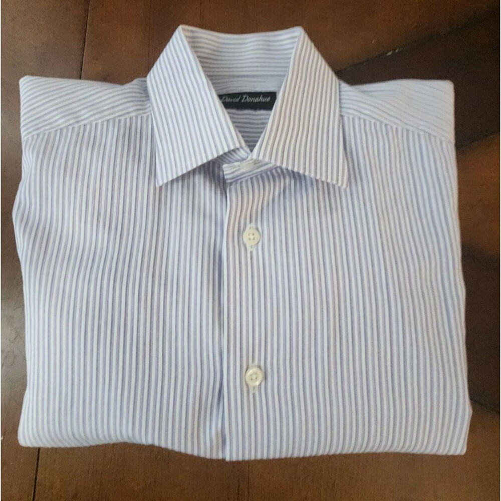 David Donahue Button Up Pinstripe French Cuff Men's Dress Shirt Size15.5 (34/35)